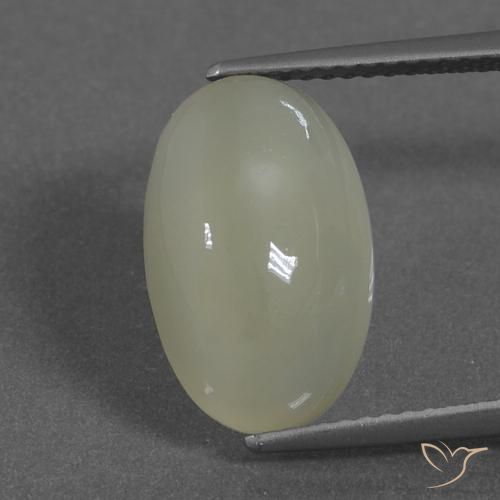 5.76ct Natural Verde-amarillo grisáceo Piedra de Luna, Ovalada, Translúcido