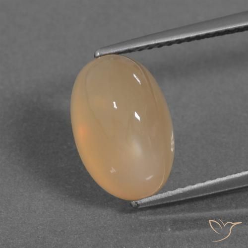 5.30ct Natural Naranja cantaloupe Piedra de Luna, Ovalada, Translúcido