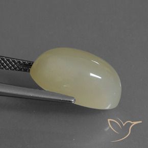 Piedra de Luna Verde-amarillo grisáceo natural de 6.36 ct, Ovalada, Translúcido
