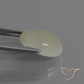 Piedra de Luna Amarillo verdoso natural de 4.28 ct, Ovalada, Translúcido