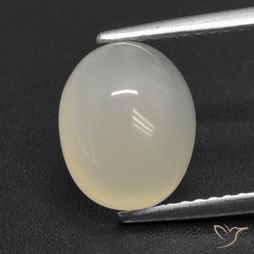 3.21ct Natural Blanco perlado Piedra de Luna, Ovalada, Translúcido