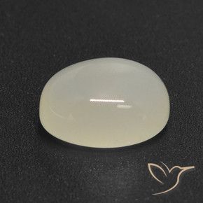 Piedra de Luna Blanco perlado natural de 3.21 ct, Ovalada, Translúcido