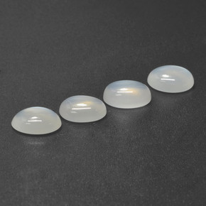 Gemas de piedra de luna blanco natural de 4,56 ct, corte óvalo, translúcido