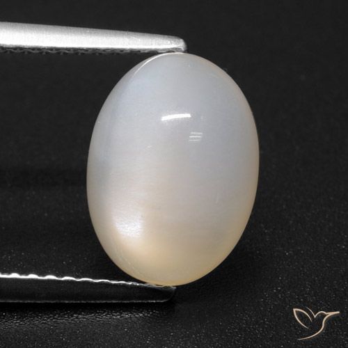 3.40ct Natural Blanco crema Piedra de Luna, Ovalada, Translúcido
