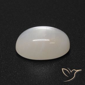 Piedra de Luna Blanco crema natural de 3.40 ct, Ovalada, Translúcido