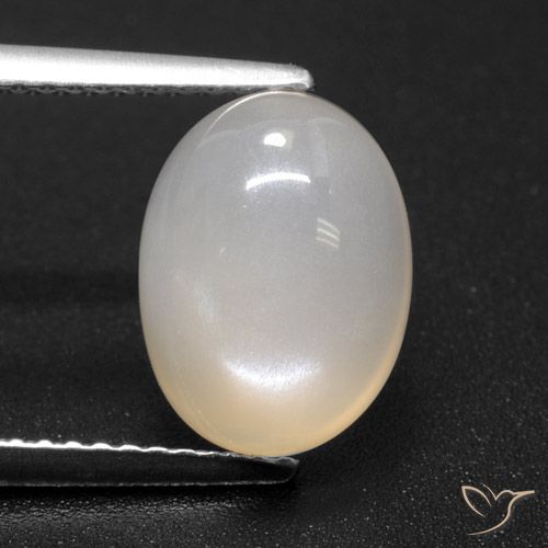 3.71ct Natural Blanco apagado Piedra de Luna, Ovalada, Translúcido