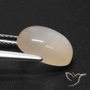 Piedra de Luna Blanco apagado natural de 3.71 ct, Ovalada, Translúcido