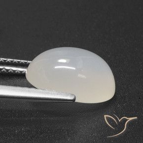 Piedra de Luna Blanco perlado natural de 3.52 ct, Ovalada, Translúcido