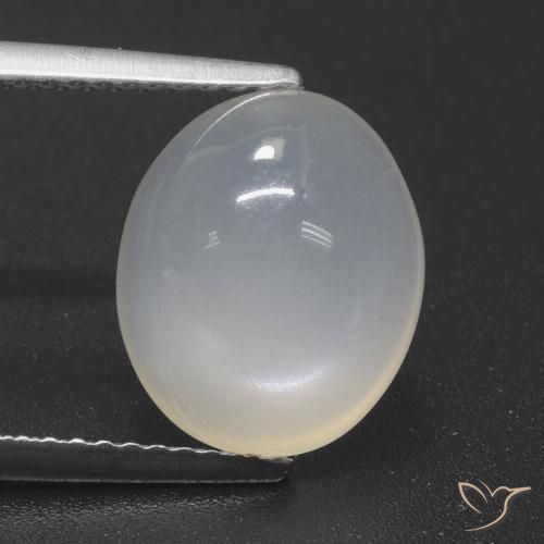 4.49ct Natural Blanco translúcido Piedra de Luna, Ovalada, Translúcido