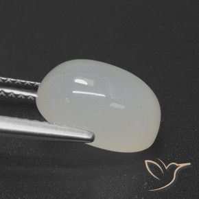 Piedra de Luna Blanco apagado natural de 4.49 ct, Ovalada, Translúcido