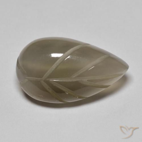 9.32ct Natural Marrón gris Piedra de Luna, Elegante, Translúcido