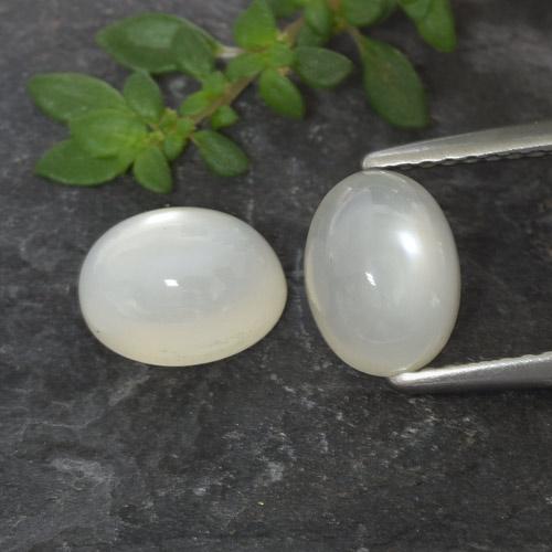 Gemas de piedra de luna blanco natural de 3,32 ct, corte óvalo, translúcido