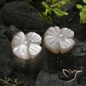 Gemas de Piedra de Luna Marrón claro cálido natural de 3.96 ct, Corte Flor, Translúcido