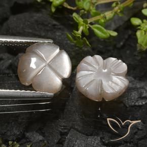 Gemas de Piedra de Luna Marrón claro cálido natural de 3.96 ct, Corte Flor, Translúcido