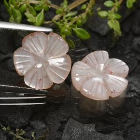 Gemas de piedra de luna marrón natural de 4,98 ct, corte flor, translúcido