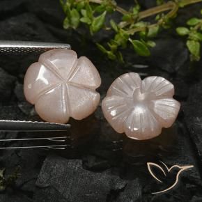 Gemas de Piedra de Luna Marrón caramelo claro natural de 6.87 ct, Corte Flor, Translúcido