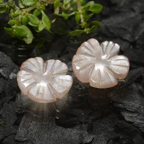 Gemas de piedra de luna marrón natural de 3,50 ct, corte flor, translúcido