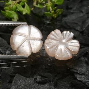Gemas de piedra de luna marrón natural de 3,50 ct, corte flor, translúcido