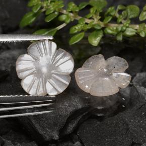 Gemas de piedra de luna marrón natural de 2,72 ct, corte flor, translúcido