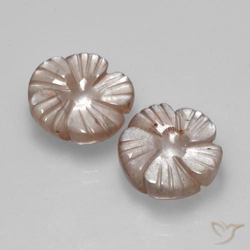 Gemas de Piedra de Luna Marrón leonado claro natural de 10.37 ct, Corte Flor, Translúcido