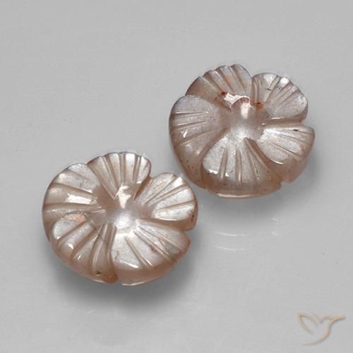 Gemas de Piedra de Luna Marrón leonado claro natural de 10.37 ct, Corte Flor, Translúcido