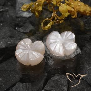 Gemas de Piedra de Luna Marrón muy claro natural de 3.06 ct, Corte Flor, Translúcido
