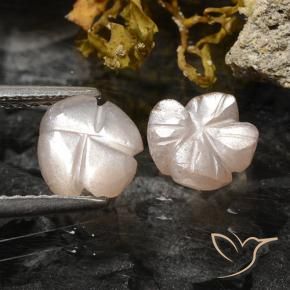Gemas de Piedra de Luna Marrón muy claro natural de 2.36 ct, Corte Flor, Translúcido