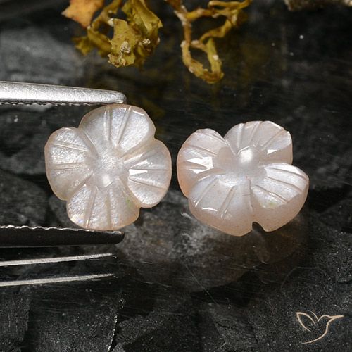 2.32ctw Natural Marrón caramelo claro Piedra de Luna, Corte Flor, Translúcido