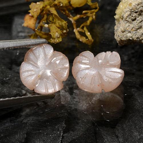 Gemas de piedra de luna marrón natural de 2,79 ct, corte flor, translúcido