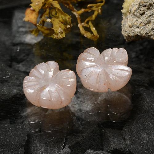 Gemas de piedra de luna marrón natural de 2,79 ct, corte flor, translúcido