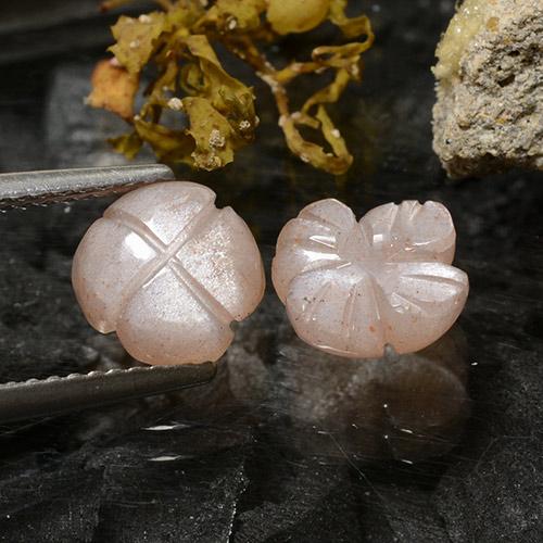 Gemas de piedra de luna marrón natural de 2,79 ct, corte flor, translúcido