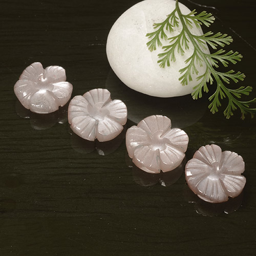 Gemas de Piedra de Luna Rosado muy claro natural de 17.30 ct, Corte Flor, Translúcido