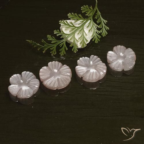 Gemas de Piedra de Luna Rosado muy claro natural de 10.10 ct, Corte Flor, Translúcido