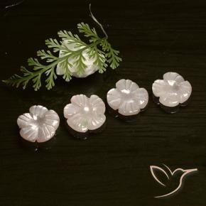 Gemas de Piedra de Luna Rosado muy claro natural de 7.19 ct, Corte Flor, Translúcido