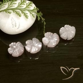Gemas de Piedra de Luna Rosado muy claro natural de 8.43 ct, Corte Flor, Translúcido