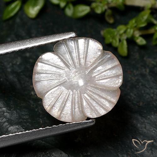 2.46ct Natural Marrón nuez claro Piedra de Luna, Corte Flor, Translúcido
