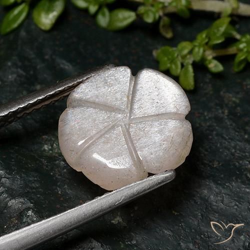 Piedra de Luna Marrón nuez claro natural de 2.46 ct, Corte Flor, Translúcido