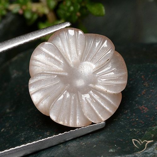 7.28ct Natural Naranja durazno Piedra de Luna, Corte Flor, Translúcido