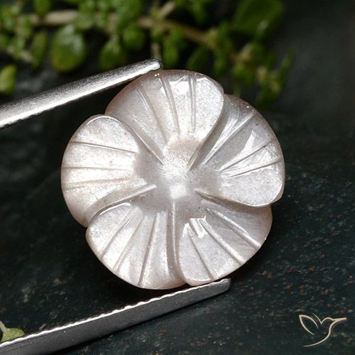7.24ct Natural Rosado muy claro Piedra de Luna, Corte Flor, Translúcido