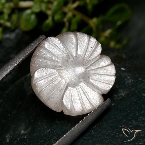 Piedra de Luna Rosado muy claro natural de 4.31 ct, Corte Flor, Translúcido