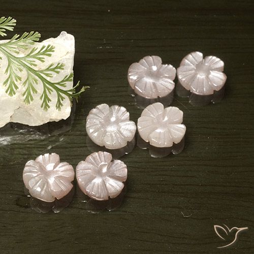 Gemas de piedra de luna rosa natural de 14,57 ct, corte flor, translúcido