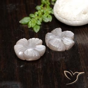 Gemas de Piedra de Luna Rosado muy claro natural de 7.83 ct, Corte Flor, Translúcido