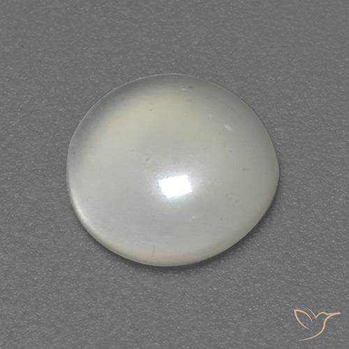 Piedra de luna blanco natural de 0,76 ct, corte redondo, transparente