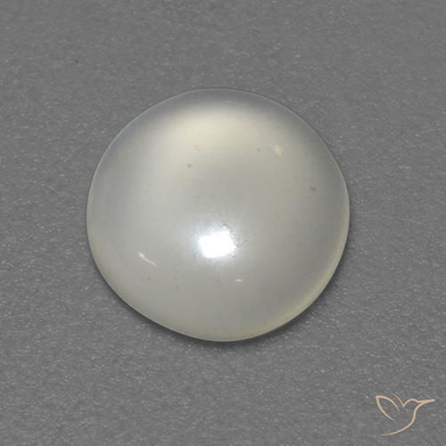 Piedra de luna blanco natural de 0,76 ct, corte redondo, transparente