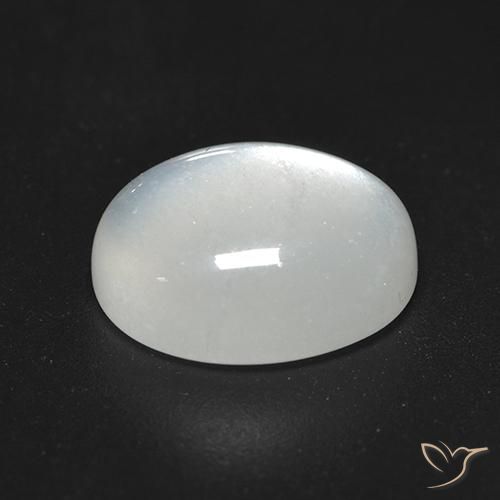 Piedra de Luna Blanco cálido natural de 3.47 ct, Ovalada, Transparente