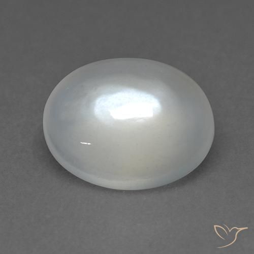 Piedra de Luna Blanco cálido natural de 1.72 ct, Ovalada, Transparente