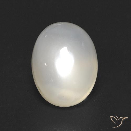Piedra de Luna Blanco apagado natural de 2.08 ct, Ovalada, Transparente