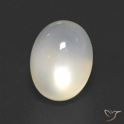 Piedra de Luna Blanco apagado natural de 2.42 ct, Ovalada, Transparente