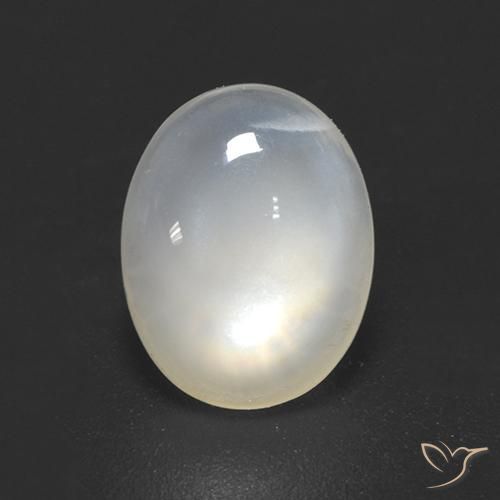 Piedra de Luna Blanco crema natural de 1.50 ct, Ovalada, Transparente