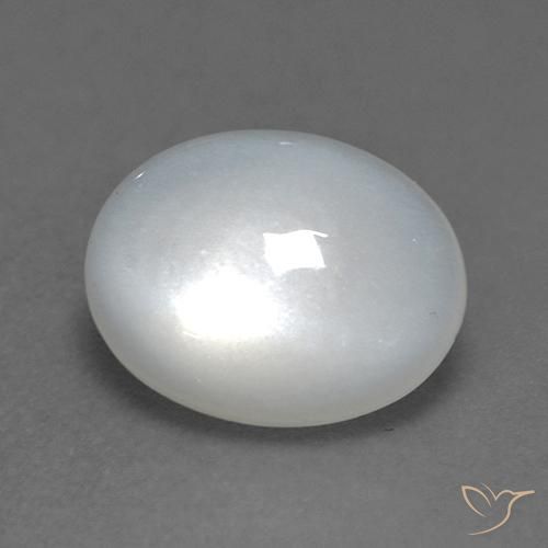 Piedra de Luna Blanco translúcido natural de 1.49 ct, Ovalada, Transparente